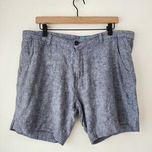Tenth & Ocean Washable Linen Blend Blue Chino Shorts Casual Men's 36